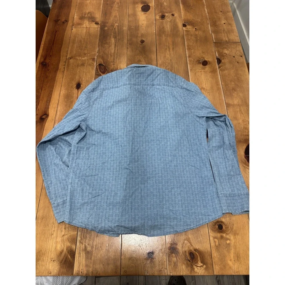 American Rag Men's Blue Patterned Long Sleeve Casual Button-Down Shirt Size